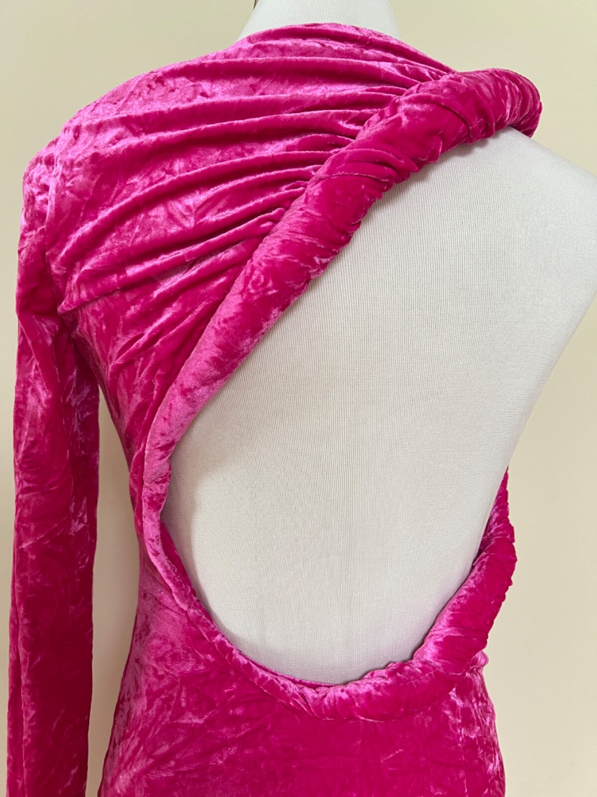 NWT Versace Greek Key Brooch Rolled Velvet One Shoulder Mini Dress 38 US 2 $2875
