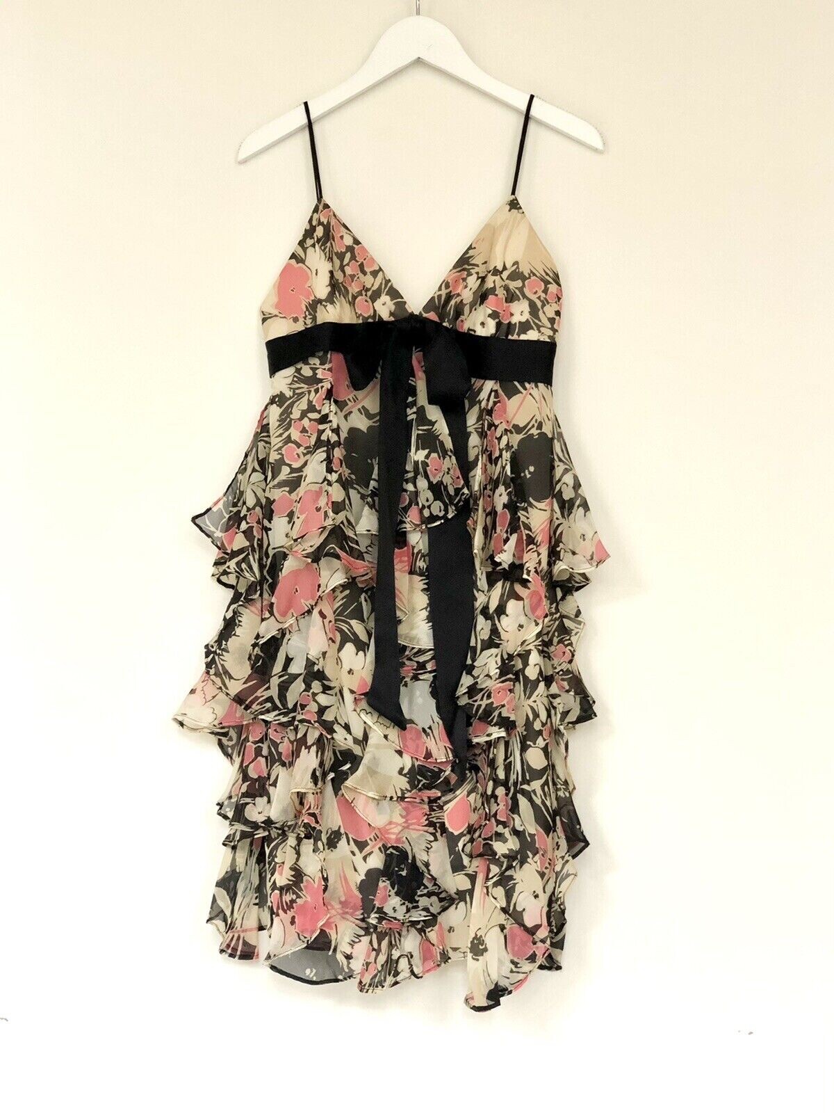 Milly 100% Silk Floral Ruffle Mini Dress – US Size 0 (UK 6-8) WORN ONCE RRP $495