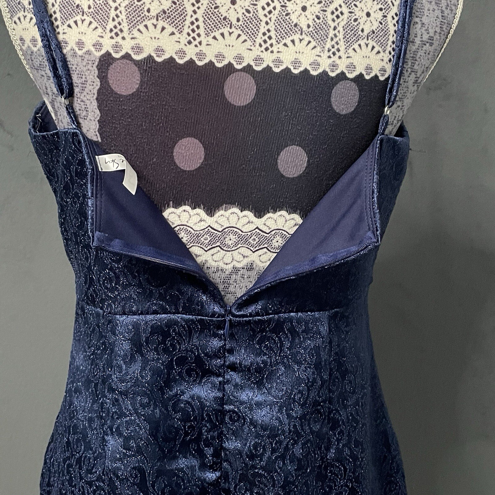 Lucy In The Sky Mini Dress Womens L Blue High Waist Square Neck Spaghetti Strap