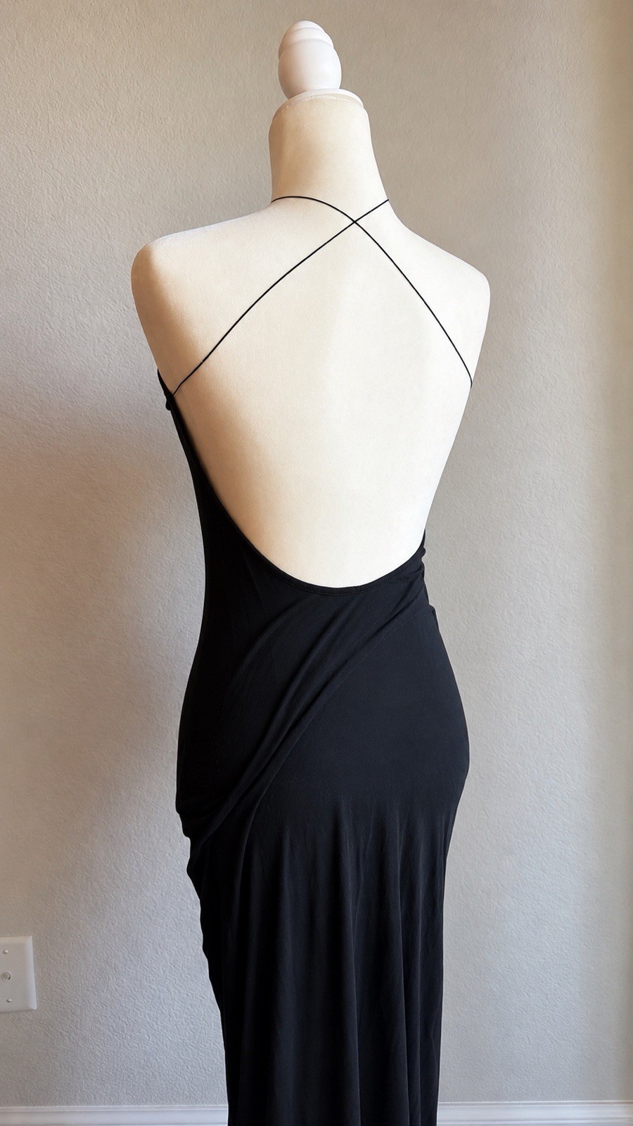 Meshki Black Backless Maxi Dress | Open Back Cutout Evening Dress