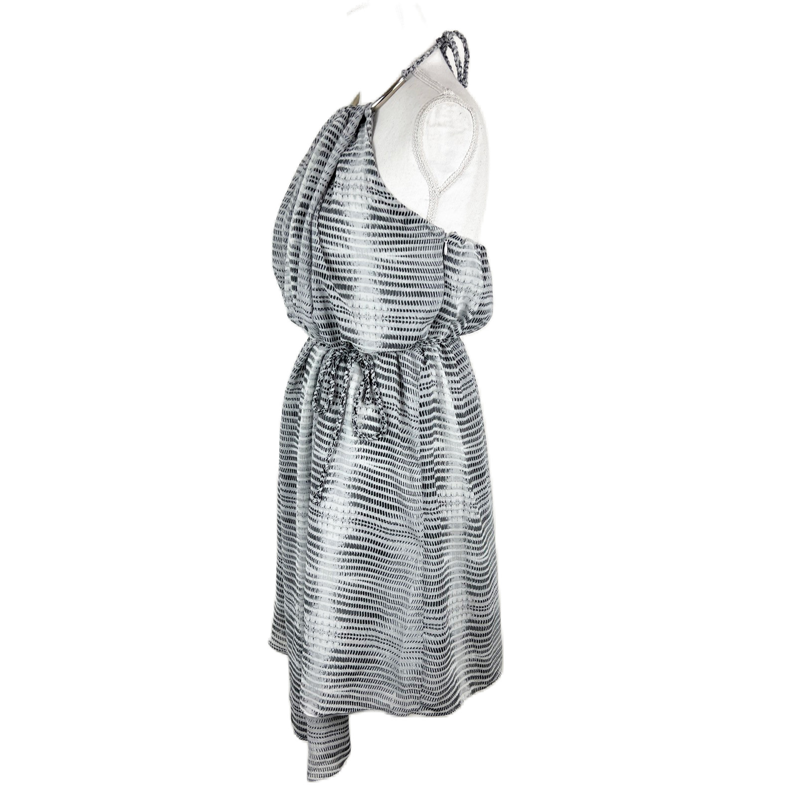 A|X Armani Exchange Dress Women 10 Grey Halter Tie Neck Sleeveless Belted
