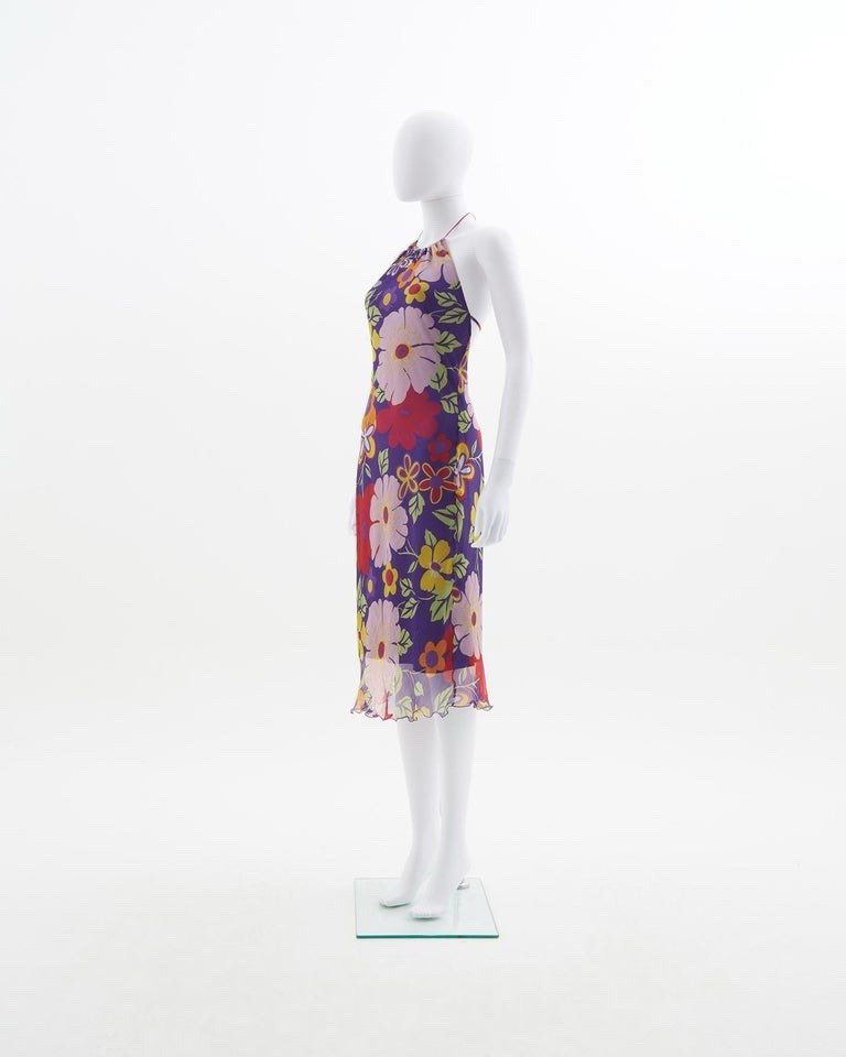 Versace 2000s NEW! Silk Floral Dress, Made In Italy