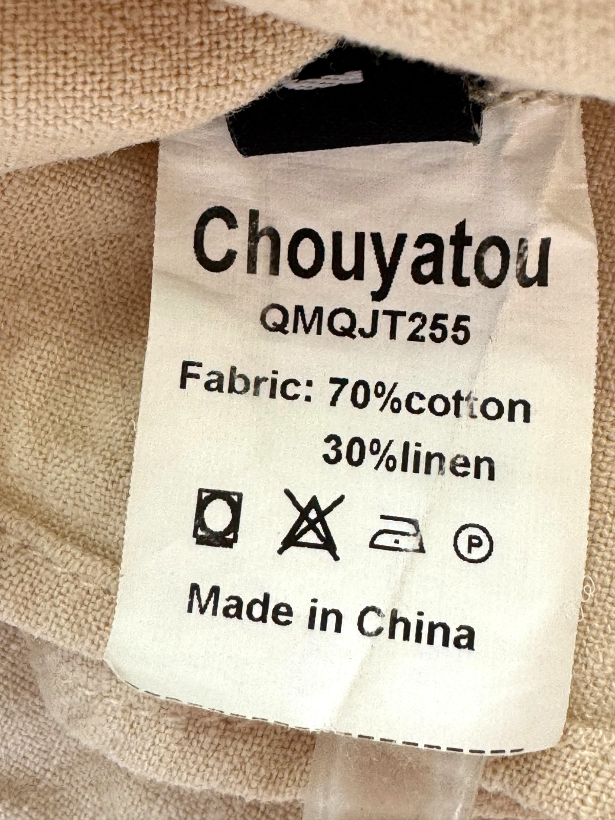 Chou Yatou Linen Blend Peasant Sundress Tiered Neutral Ties at Shoulders Size L