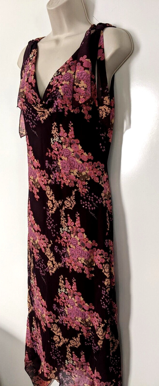Speechless Women’s Floral Bejeweled Midi Dress 100% Polyester Shoulder Tie Strap