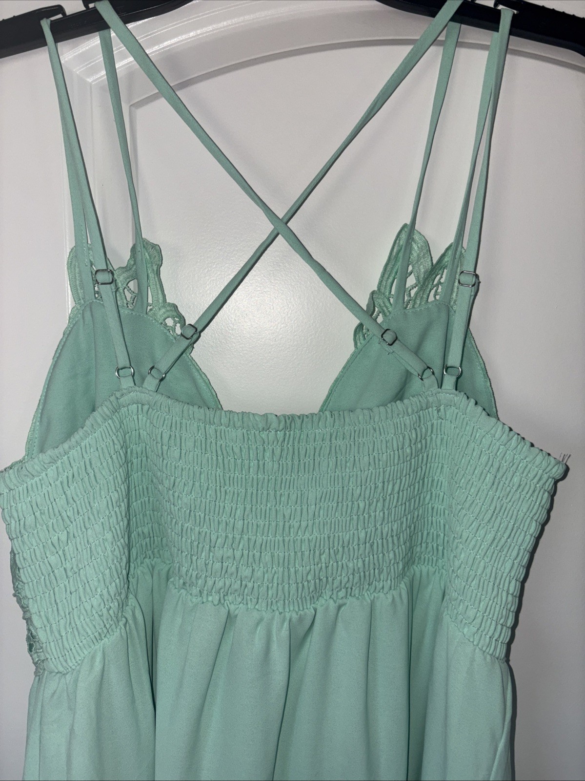Main Strip Mint Color Spaghetti Strap Dress Sz Large Sundress Beach Vacation
