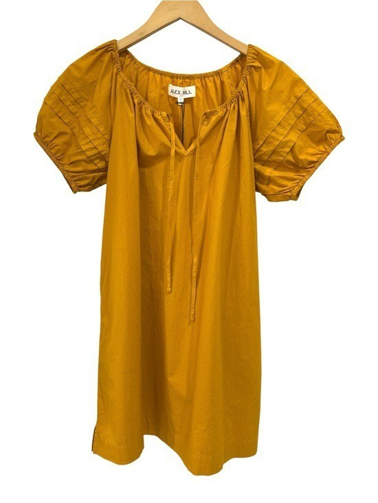 Alex Mill Rose Cotton Poplin Mini Dress in Golden Yellow – Size Small