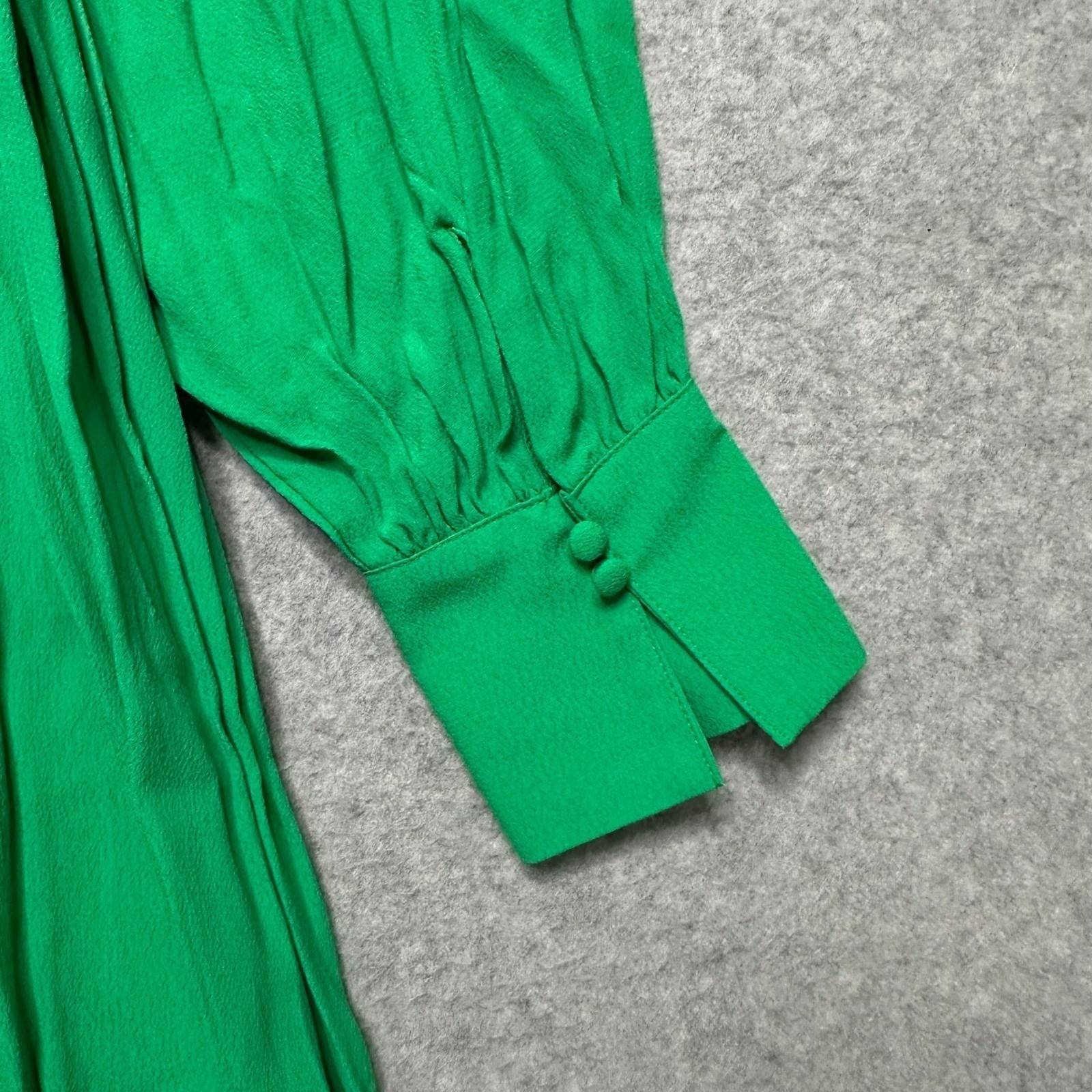 H&M Green Viscose Maxi Dress XXL Long Sleeve Gathered Neck Round Neck Plus Size