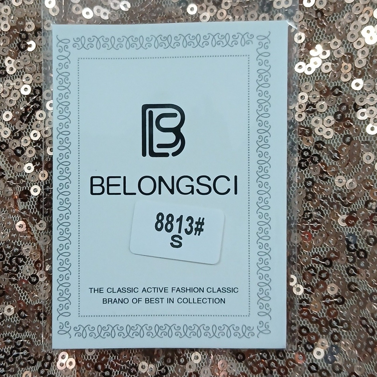 Belongsci Gold Sequin Sparkle Midi Dress Size Small