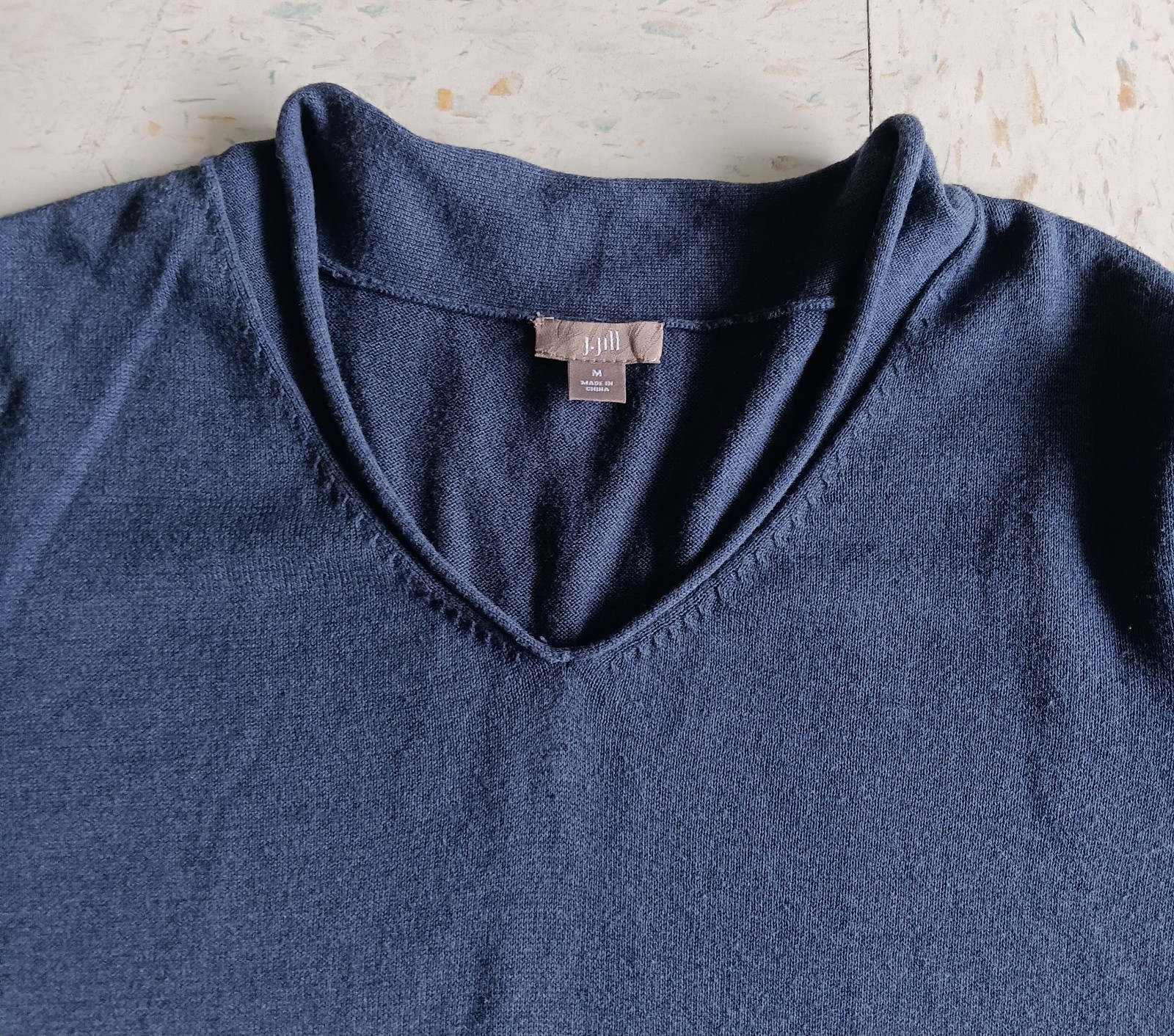 J Jill Sweater Dress M Blue M V- Neck Long Sleeve Stretch