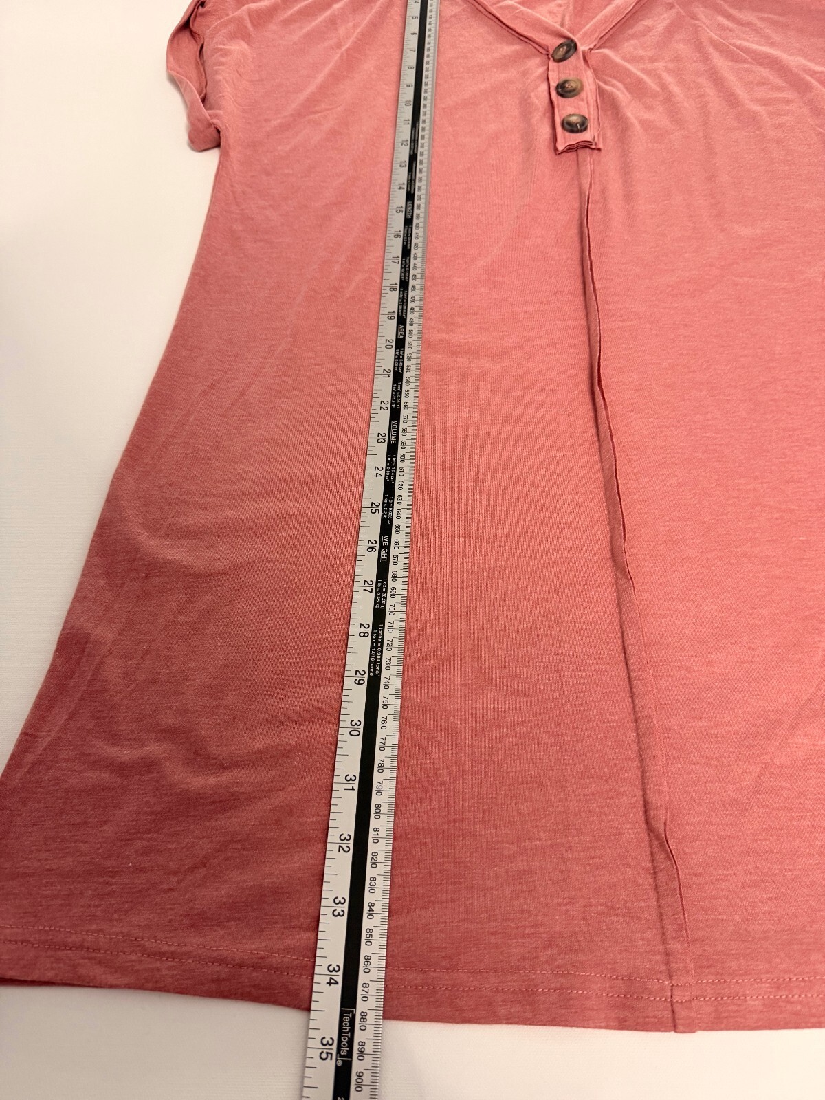Casual Loose Fit Short Sleeve Dress with Button Detail in Dusty Rose