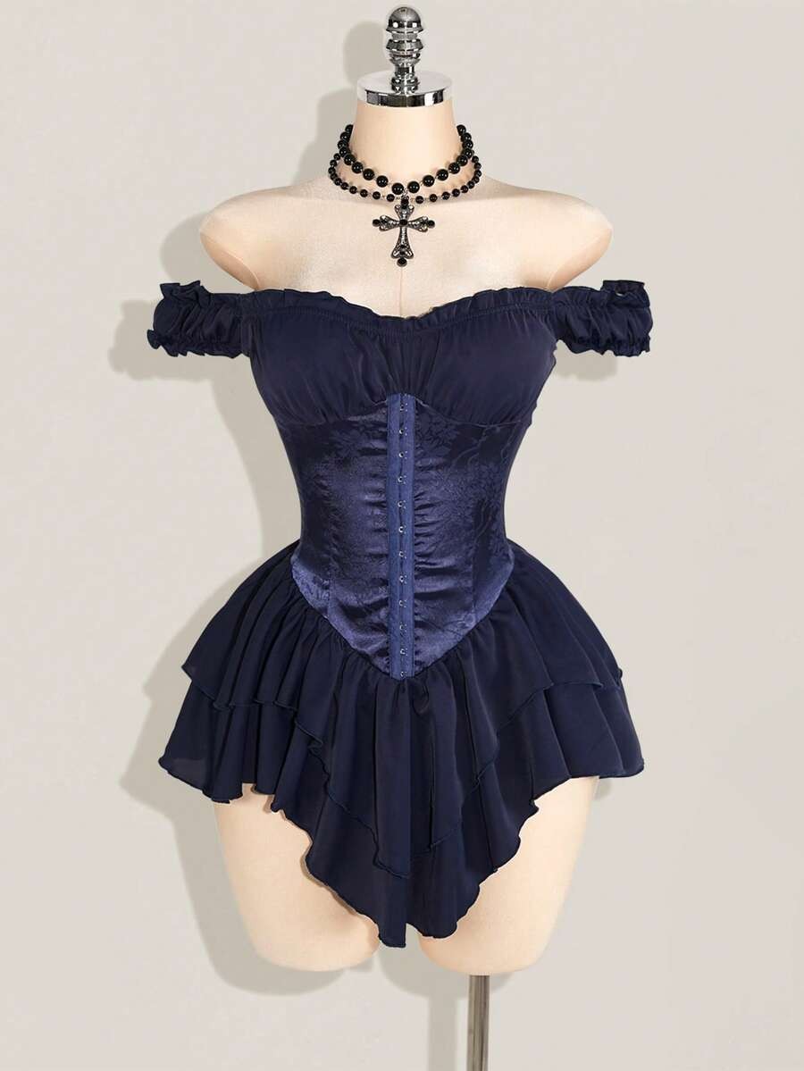 Off The Shoulder Mini Dress Lace Cold Shoulder Asymmetrical A Line Party