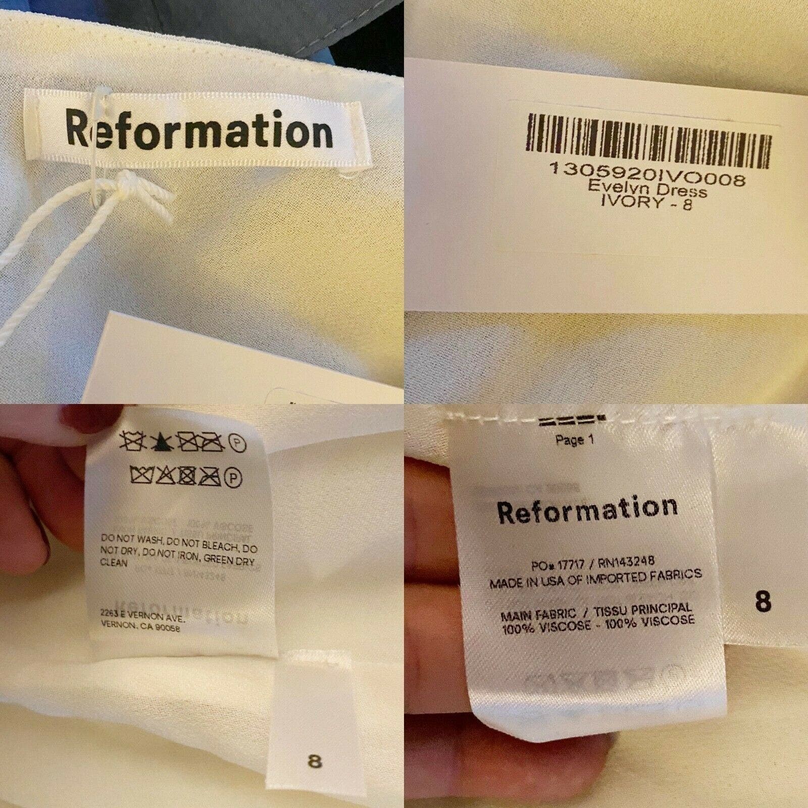 REFORMATION Evelyn Dress Maxi Gown Ivory Chiffon One Shoulder Asymmetrical 8 NWT