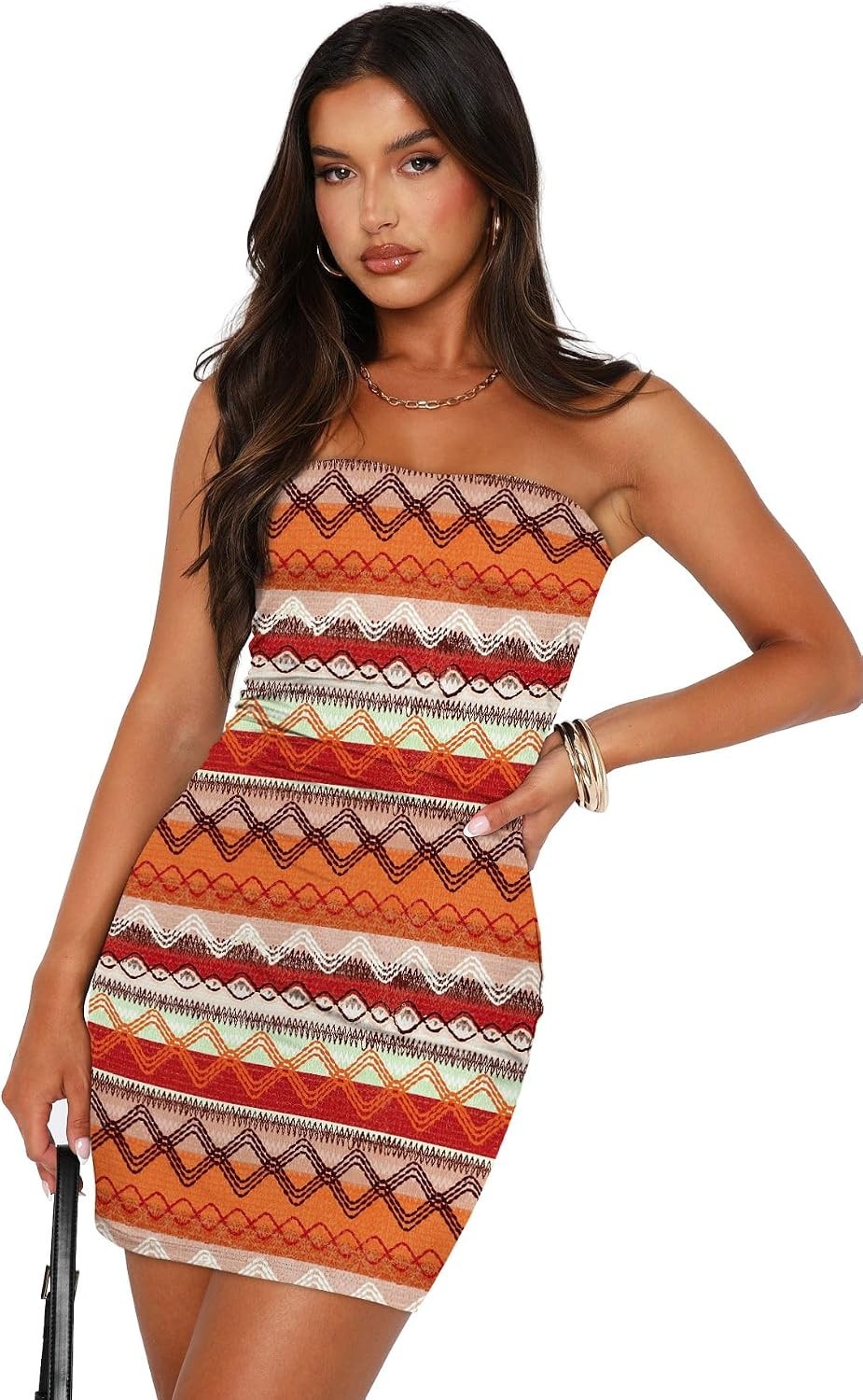 OFEEFAN Summer Dresses Women 2025 Strapless Ruched Party Club Bodycon Mini Dress