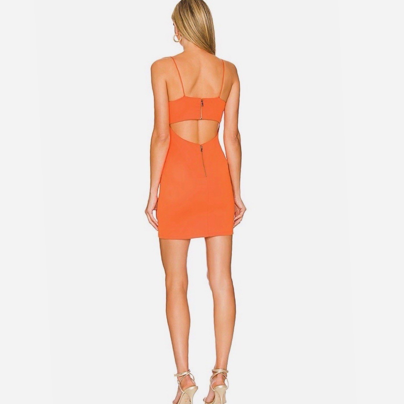 Alice + Olivia Orange Cocktail Cut Out Nelle Bodycon Slip Mini Dress Size 8