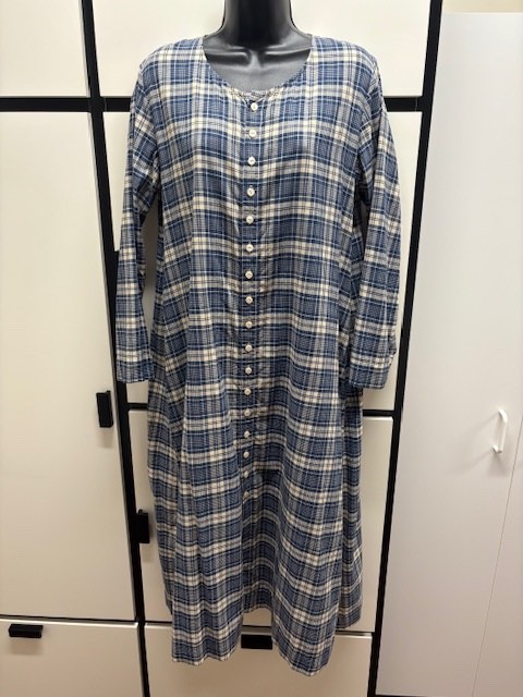 45r by 45rpm Studio Co Ltd Japan Cotton Navy Blue Combo Plaid Shirt Dress Japan2