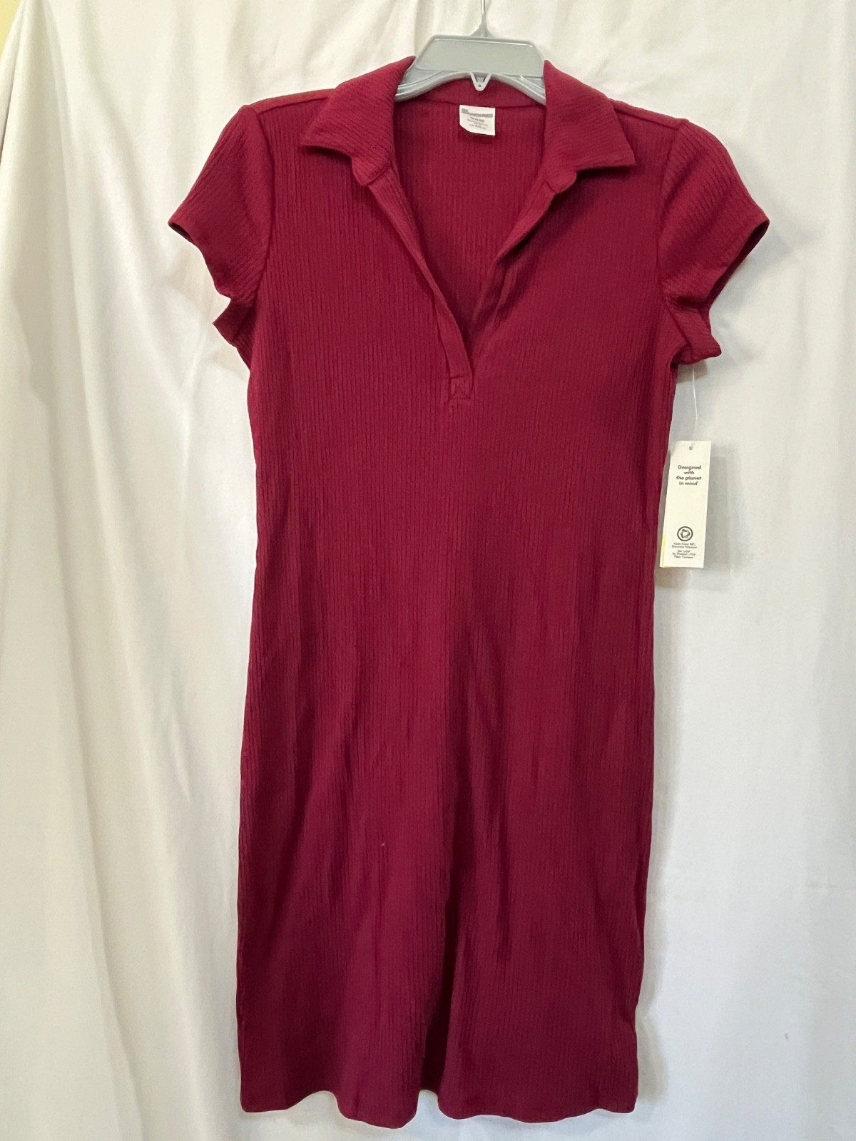 No Boundaries Dress Womens Small Medium Sparkling Merlot Ribbed Polo Mini Knit