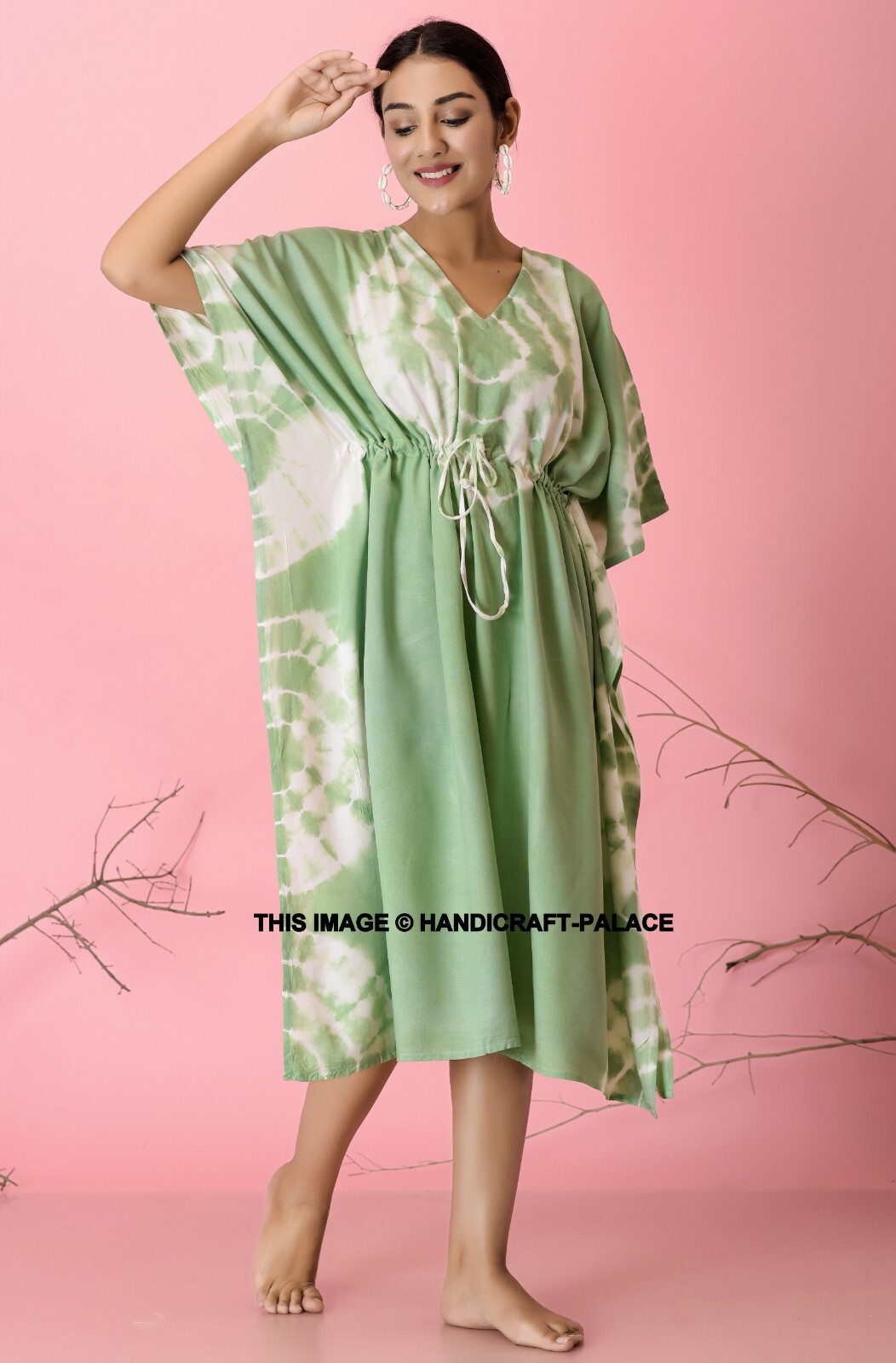 Women Kaftan Casual Maxi Dress Kimono Sleeve Evening Gown Beachwear Sundress
