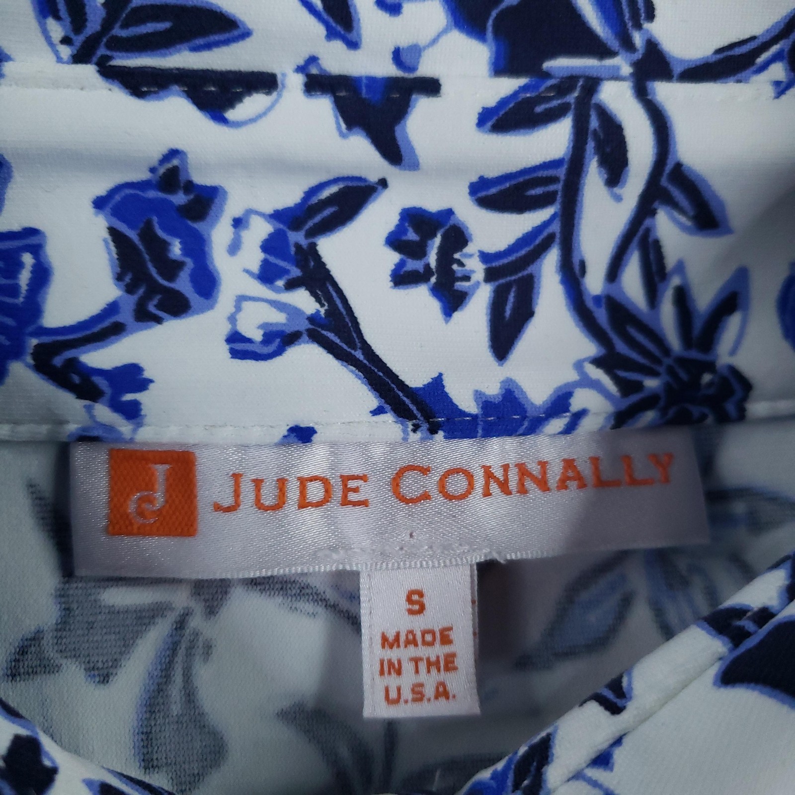 Jude Connally Dress Womens Small Blue Floral Shirt Dress 3/4 Sleeve Collared