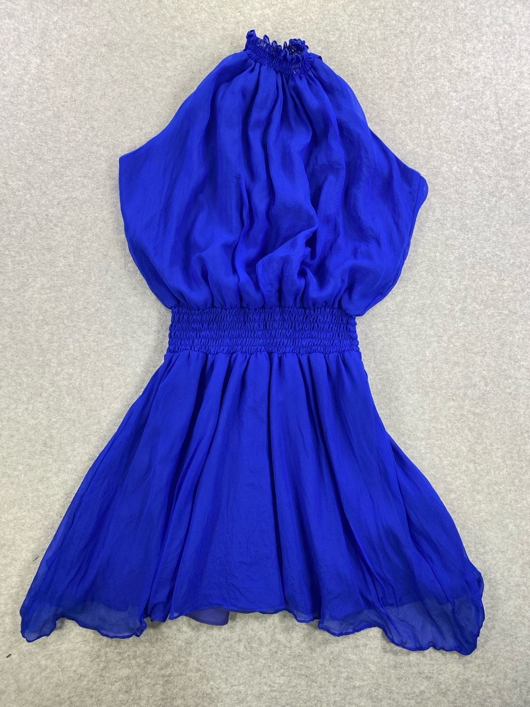lola & sophie new york Royal Blue Halter Neck Ruched Waist Mini Dress