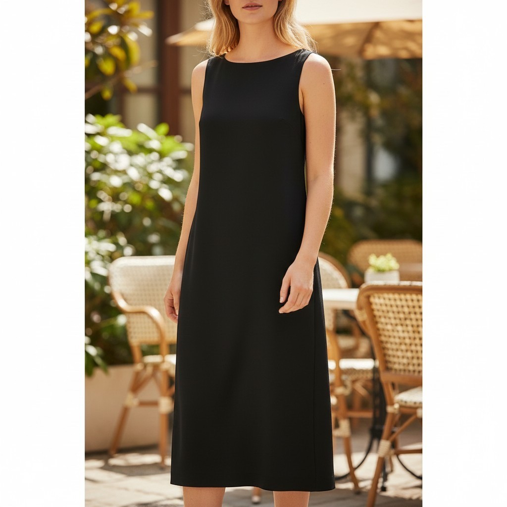 Uniqlo Sleeveless Boat Neck Midi Dress Side Zip Pockets Women’s Size L