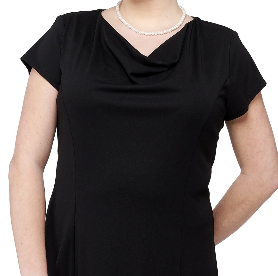Cousins Concert Attire Black Cowl Neck Dress Size 6 Pippa Style 113 Cap Sleeve