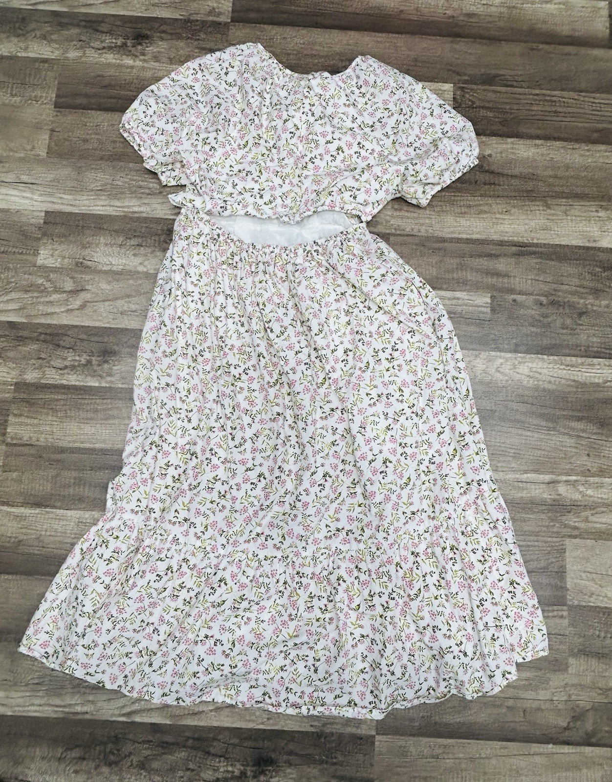 J.Crew Women’s Side-Cutout Cotton Poplin Midi Dress Sz 14 Floral Open Back BG400