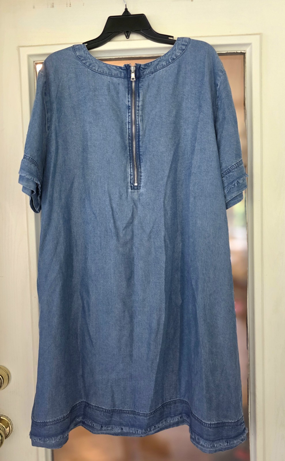 Gap Denim Chambray Dress Fray Detail Summer Beach Plus Size XXL 2X