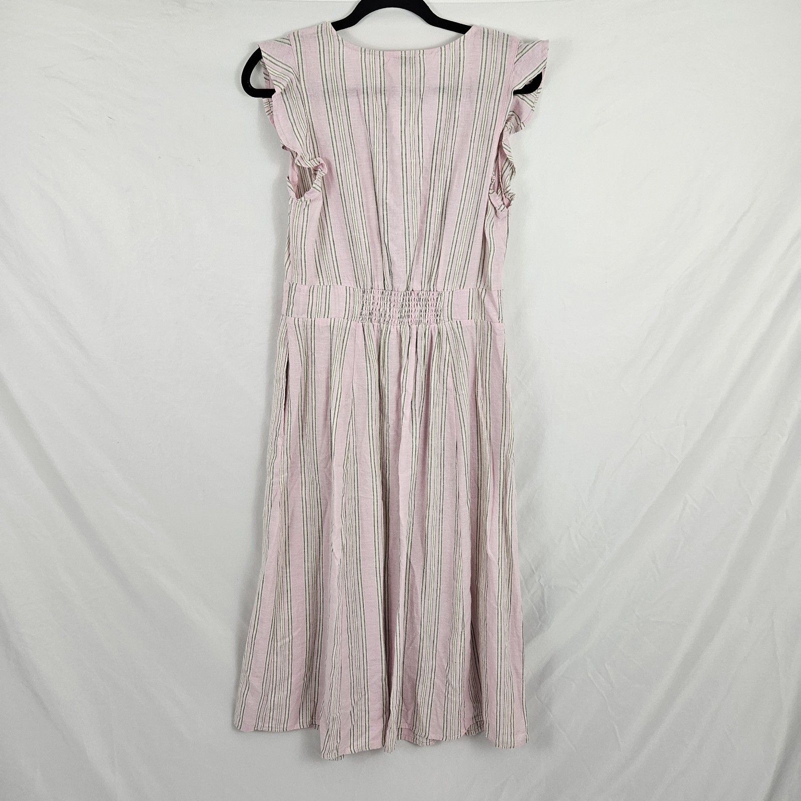 Wonderly Prairie Maxi Dress Boho Pink Striped Linen Women’s Small NWT
