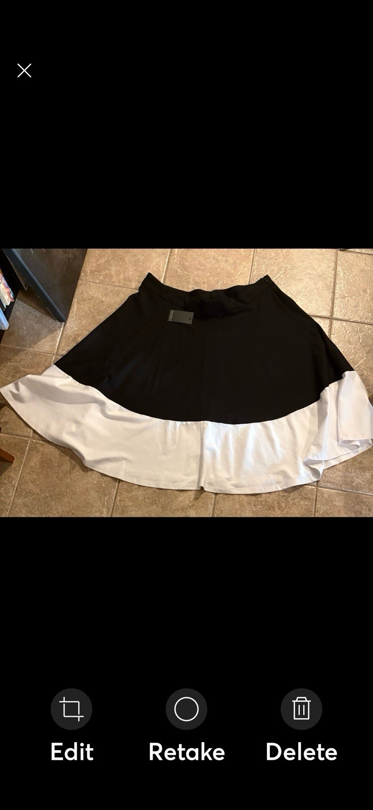 ELOQUII Black & Cream Colorblock Fit & Flare Midi Skirt Size 20 Side Zip