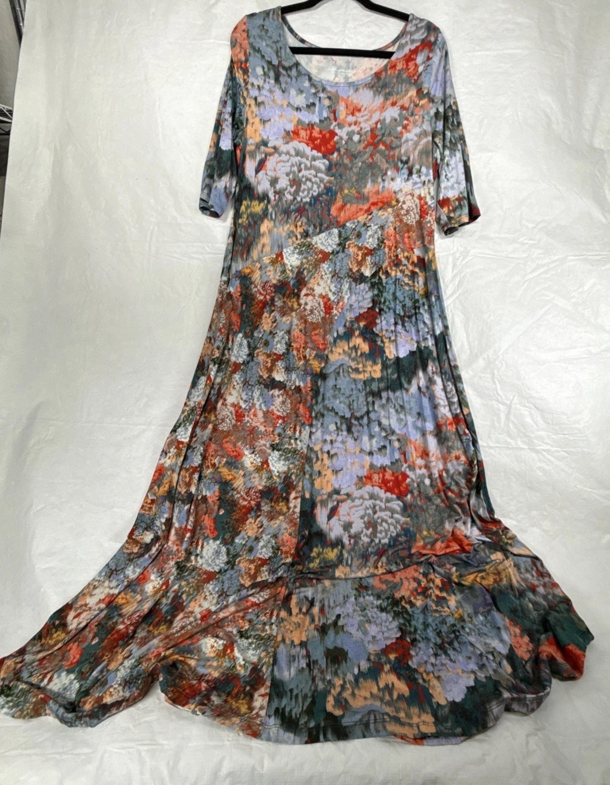 Soft Surroundings Nanette Jersey Knit Dress Women’s L Watercolor All Over Print