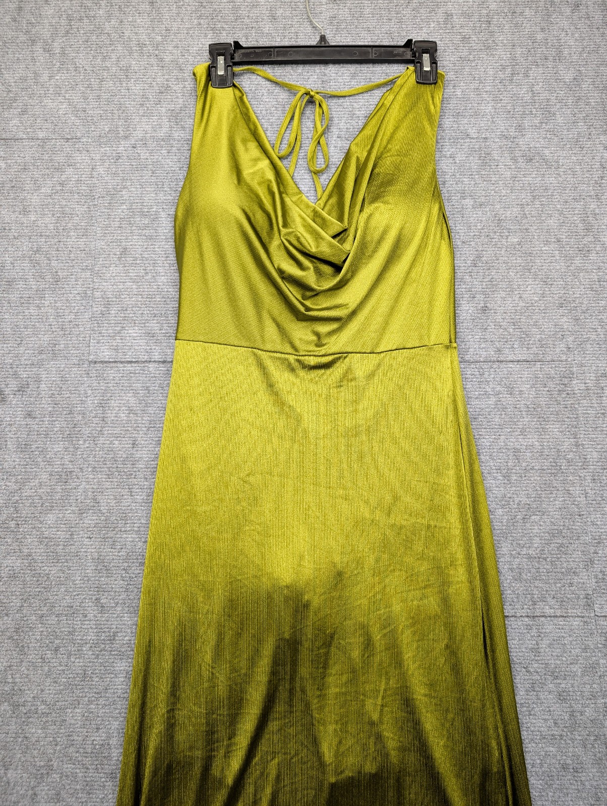 Popilush Satin Maxi Dress Womens Large Built In Shapewear Event Glam Cowl Smooth