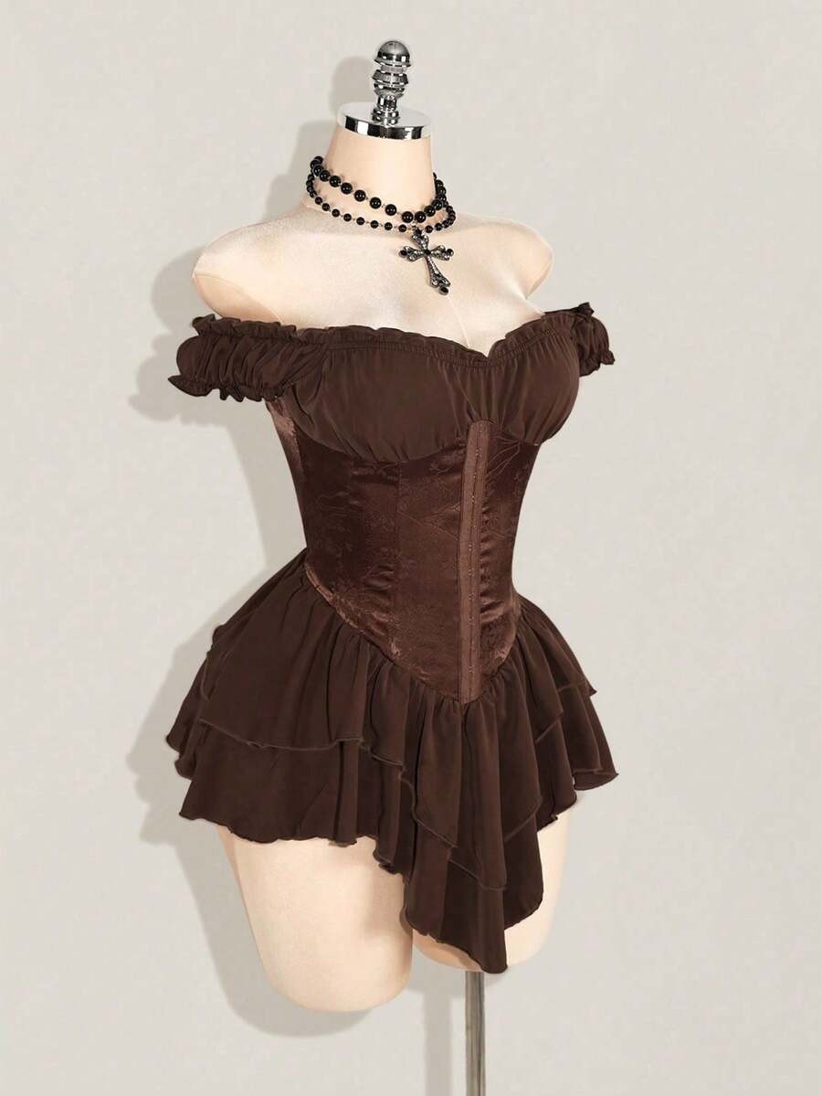 Off The Shoulder Mini Dress Lace Cold Shoulder Asymmetrical A Line Party