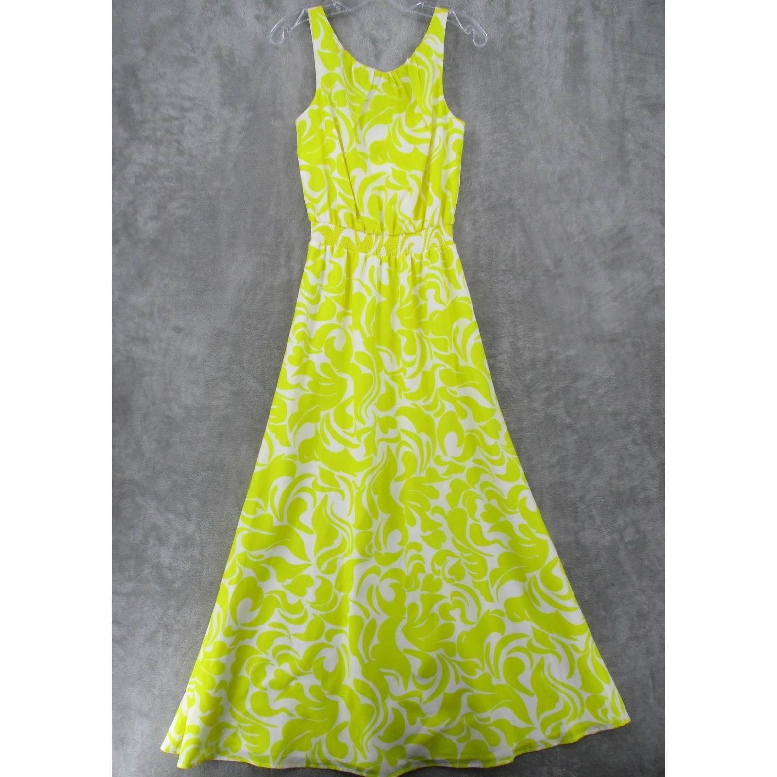 Ann Taylor Dress 2 Maxi Boho Floral Low Back Boho Lightweight Lined Yellow White
