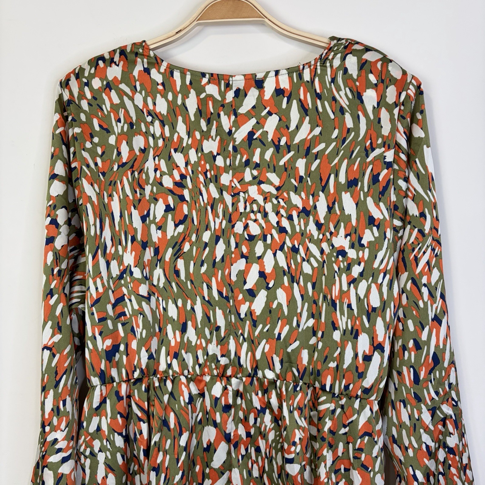 Eloquii Satin All Over Print Belted Wrap Dress With Slit Sz 20 Cocktail Guest