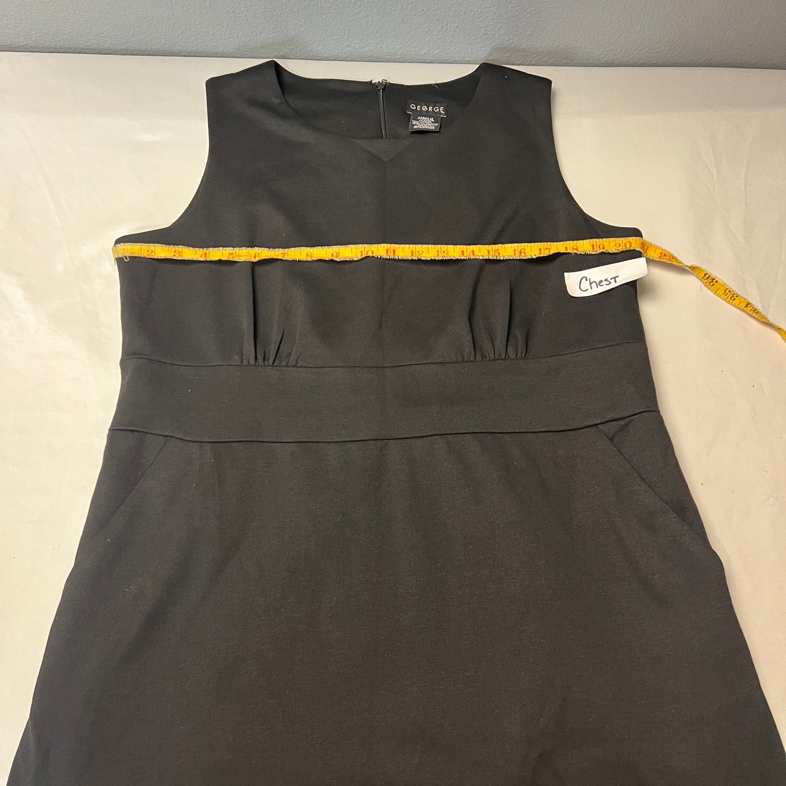 George Black Sleeveless Career Dress Ladies 18 Pockets Polyester Blend Classic