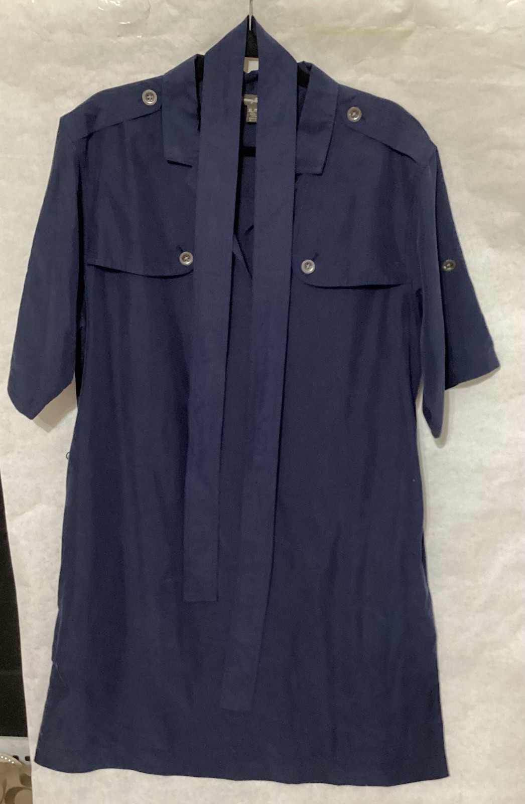 Tommy Bahama Shirt Dress Blue XL Modal Polyester Roll Tab Short Sleeve Belted