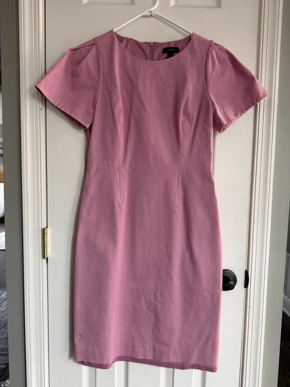 j crew dress 6 Women’s Tailored Rose Pink Work Casual Knee Length Short Sleeve
