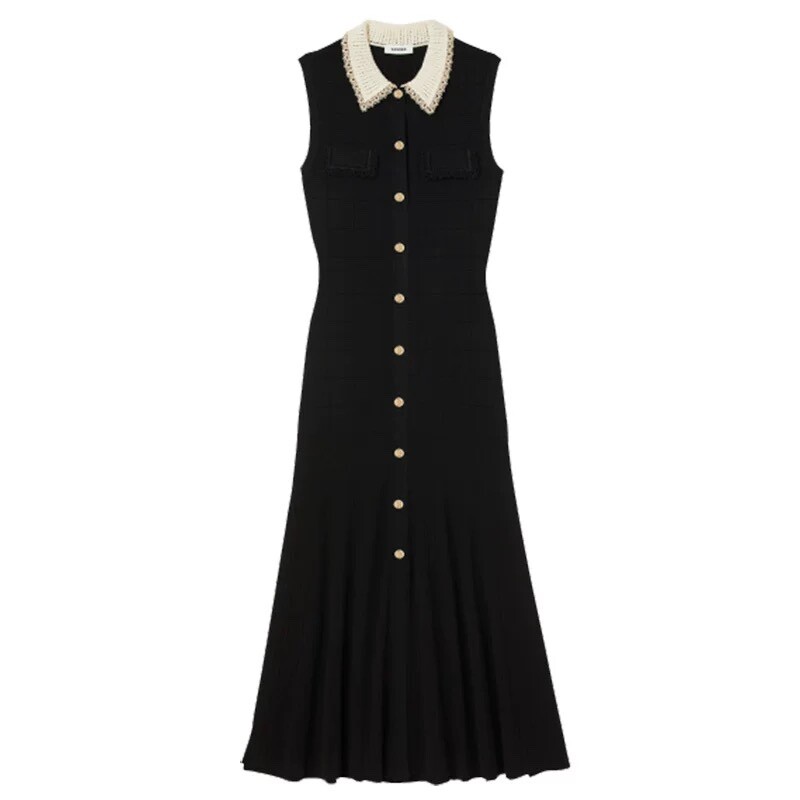 Sandro lace Color contrast sleeveless Knitted dress for Women