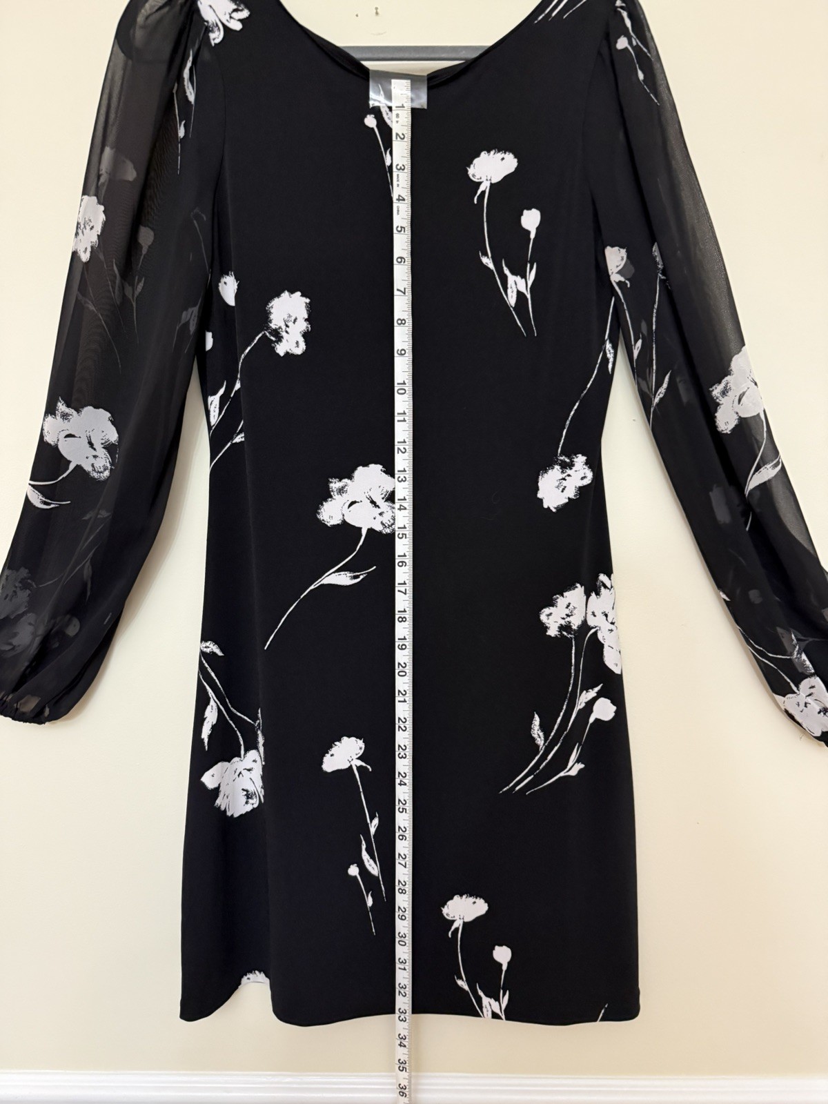 WHITE HOUSE BLACK MARKET Women Floral Chiffon Ties U Back Shift Dress Small