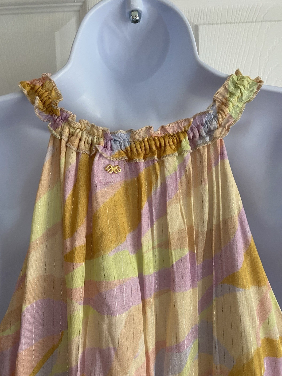 NWT Anthropologie PQ Swim Mini Dress Pastel Tiered Sleeveless Halter Pocket XS S