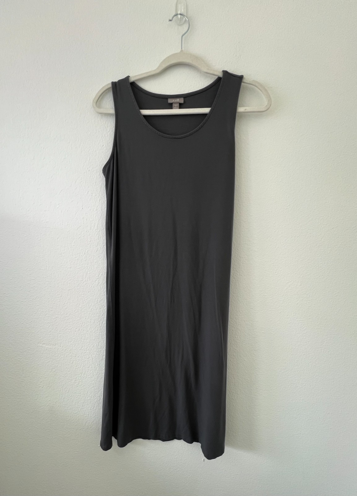 J Jill Tank Dress Womens Small Gray Sleeveless Stretch Shift Minimalist Capsule
