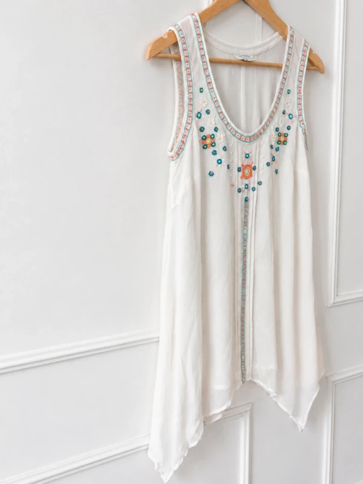 Y2K Monsoon Boho Embellished Tunic Dress UK12 Ibiza Festival Fairycore
