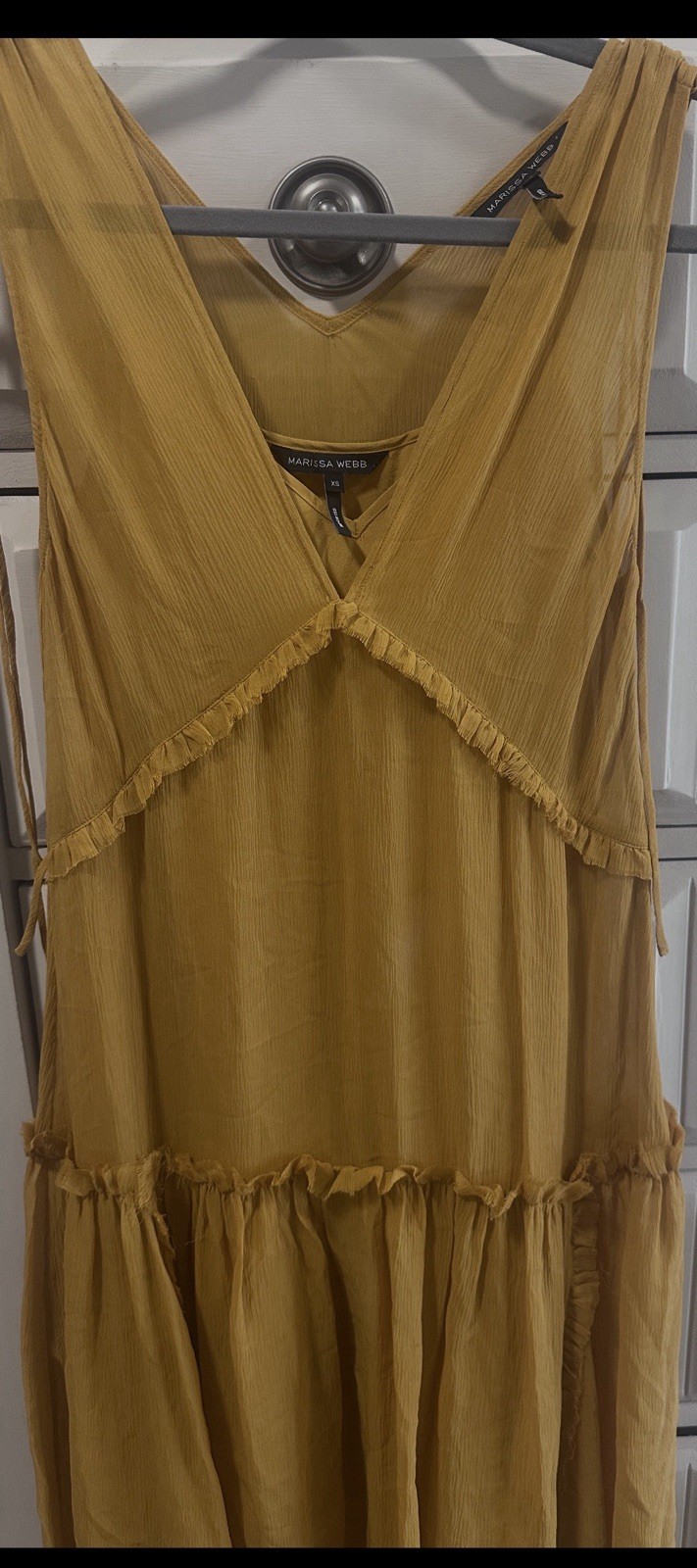Marissa Webb Yellow Silk Ruffle Tiered Midi Dress Sheer Runway Fall 2016 Size XS