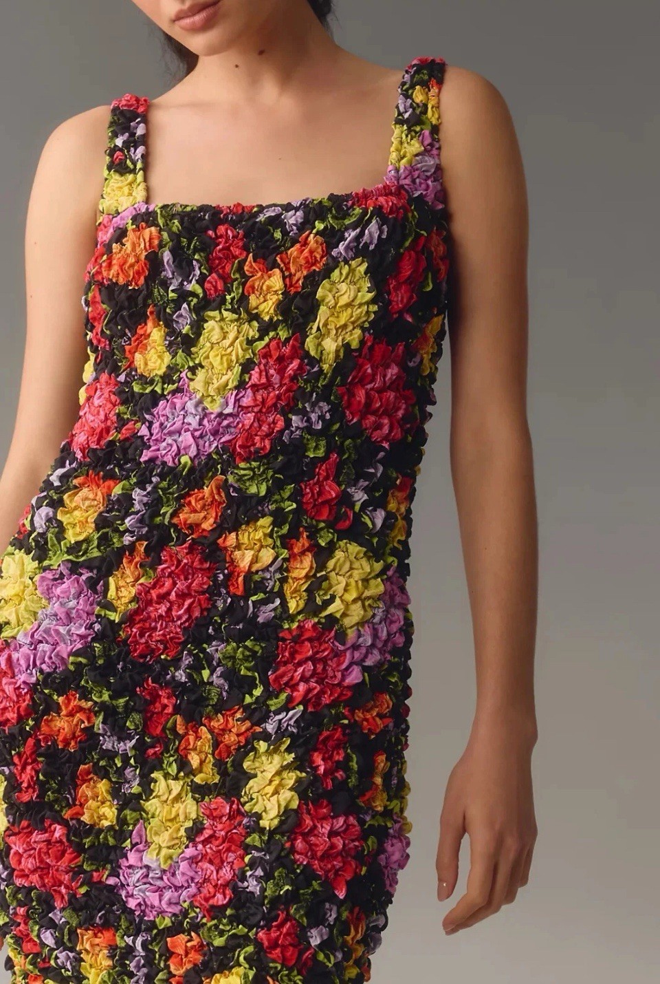 Anthropologie Pebble Smocked Dress M Midi Floral Yukiko Noritak Bodycon #190