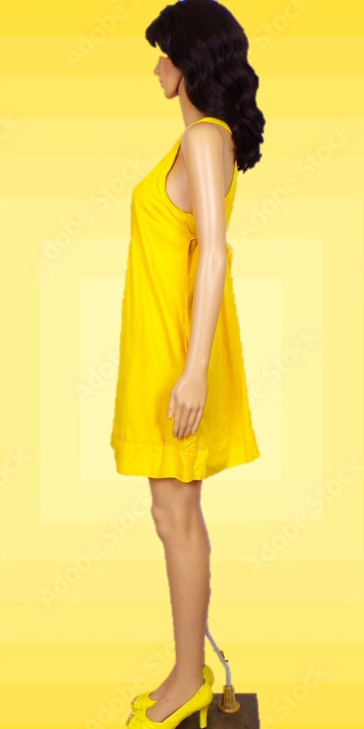 JESSICA SIMPSON size S yellow sleeveless A-line dress 100% cotton dry clean only
