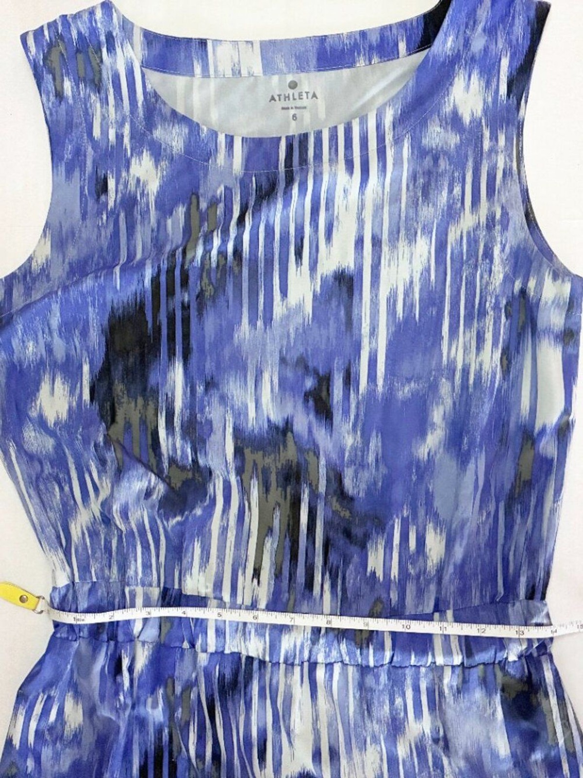 Athleta Wailea Astra Sleeveless Dress – Size 6 – Blue / White Abstract Print
