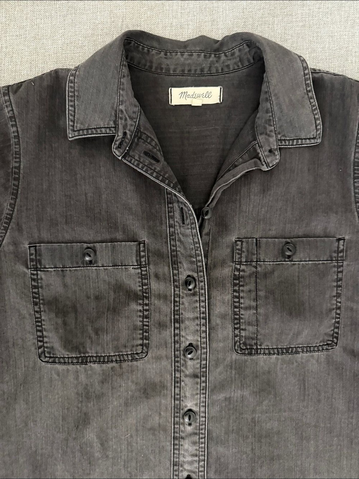 Madewell Charcoal Grey Button-Front Shirt Dress