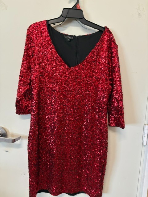 METAPHOR RED SEQUINS LINED PARTY COCKTAIL DRESS BUST 42″ IN SIZE XL