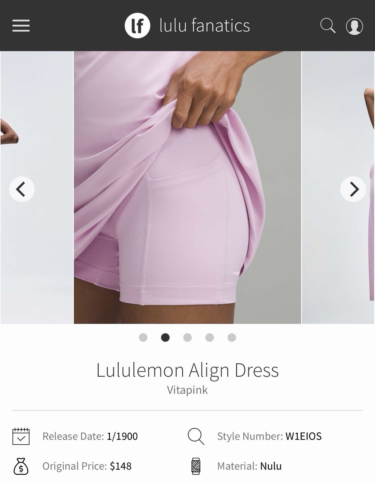 NWT Lululemon Align Dress Vitapink VITP Size 4