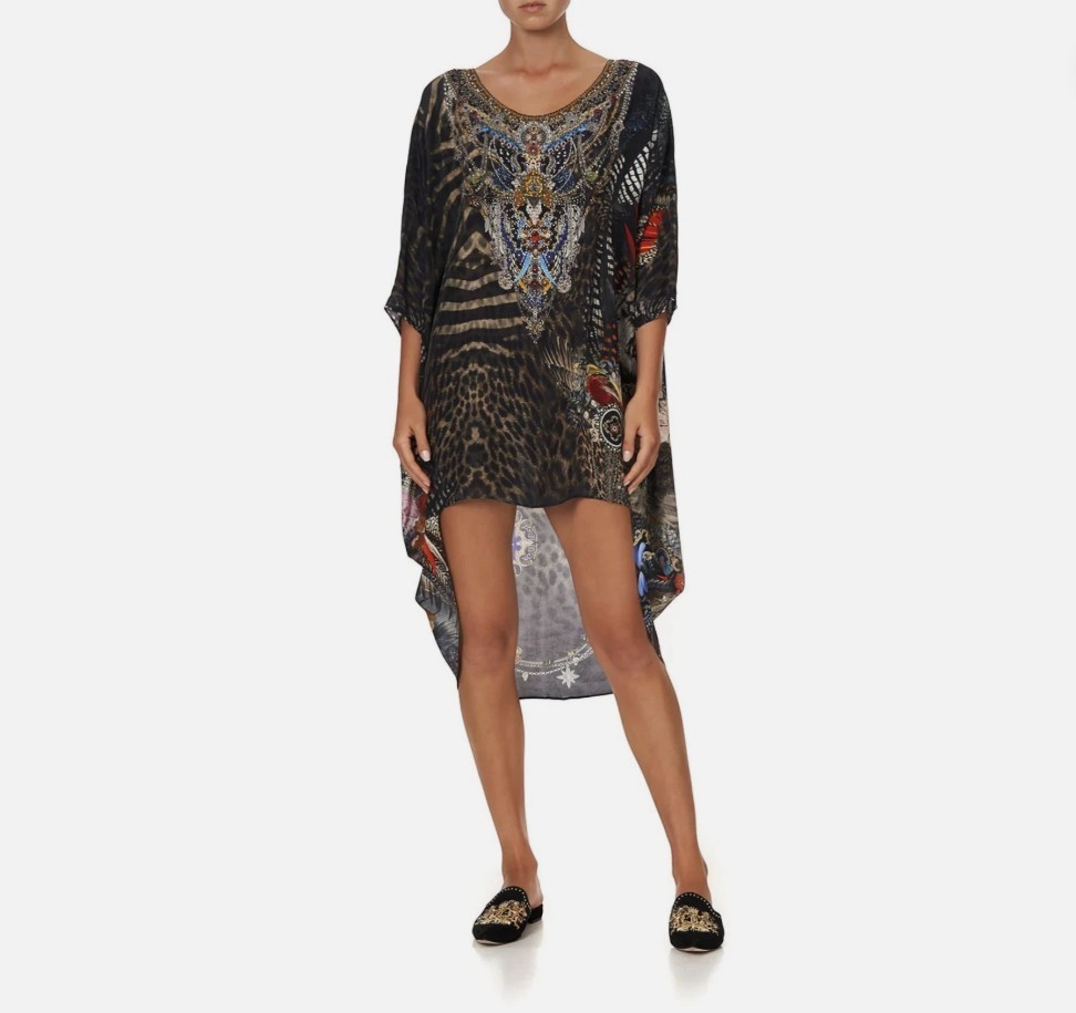 BNWOT Camilla Scoop Back Hem Dress ‘Treasurer Chaser ‘ O/S, 100% SILK RRP$649